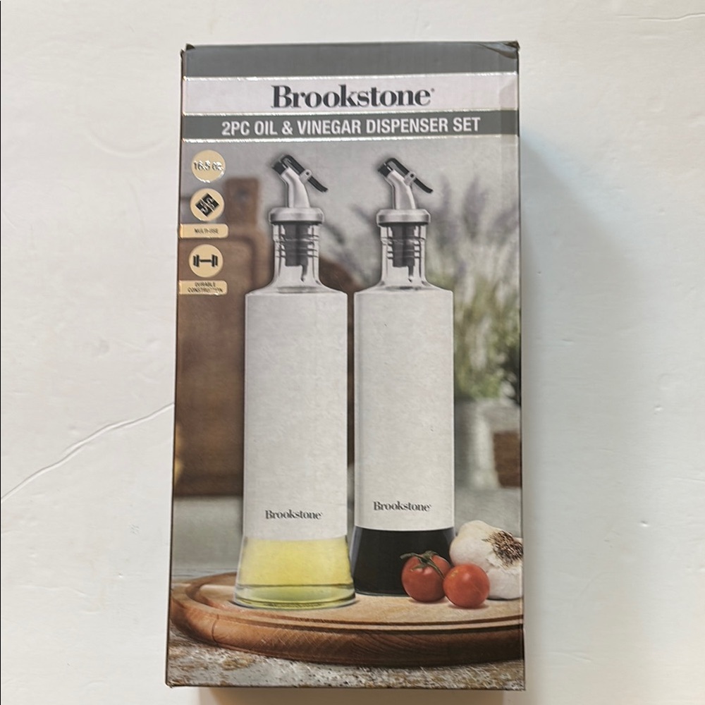 Brookstone Oil & Vinegar Dispenser Set - Silver